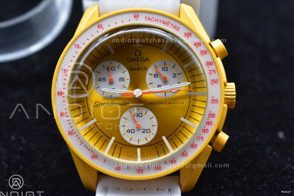 Strap Nylon to Omega on Bioceramic Sun Quartz Moonwatch Swatch x Mission the 0122